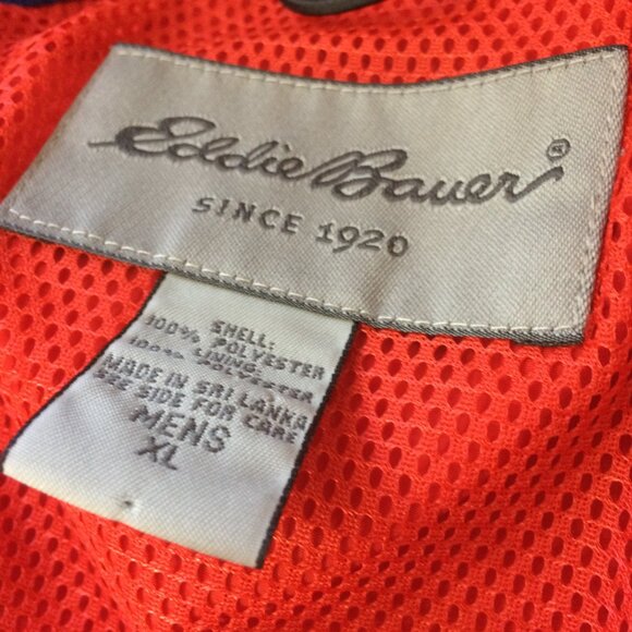Eddie Bauer Mens Jacket Hooded Windbreaker Lightweight Red Zip Pockets Size XL - Picture 2 of 4